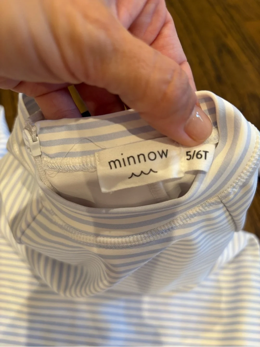 MINNOW Unisex Oasis Blue stripe Rashguard One Piece 5-6T